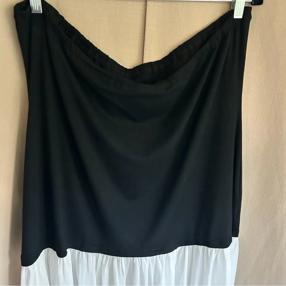 MICAS Black and White Strapless Colorblocked Maxi Dress - Picture 4 of 7